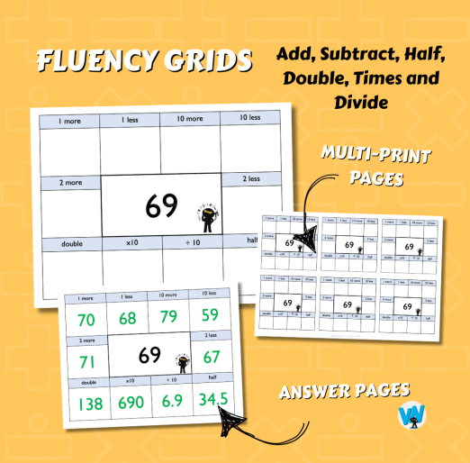 Fluency Grids - Add, Sub, Multiply, Double and Half