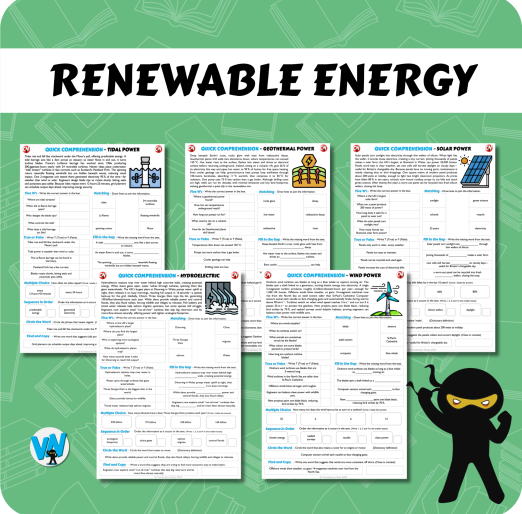 Quick Comprehension Topic Bundle - Y5 Renewable Energy