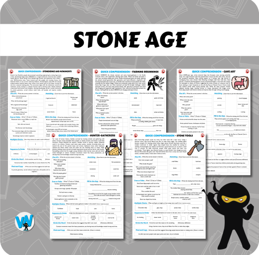 Quick Comprehension Topic Bundle - Y5 Stone Age