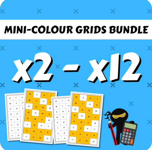 Times Table Mini-Colour Grid Bundle x2 to x12