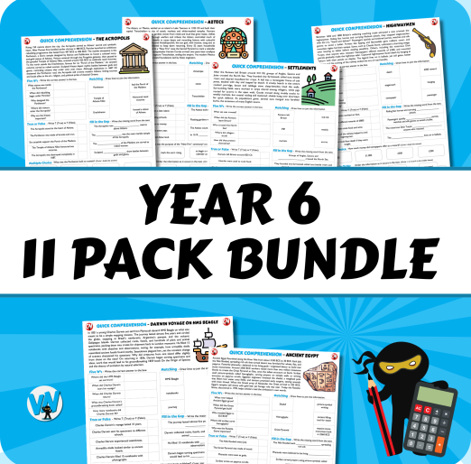 Quick Comprehension Topic Bundle - Y6 Bundle (11 packs)
