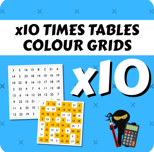 Times Table Colour Grids x10