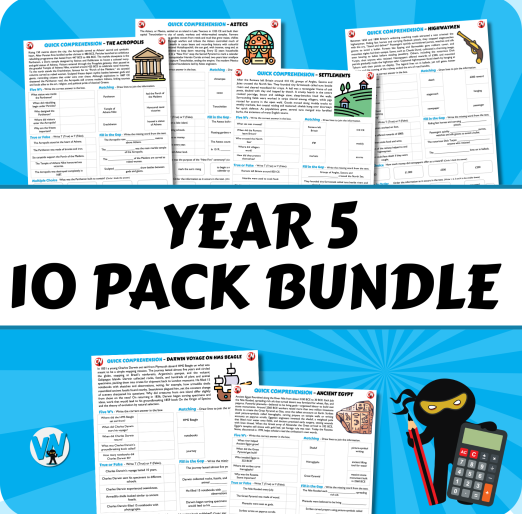 Quick Comprehension Topic Bundle - Y5 Bundle (10 packs)