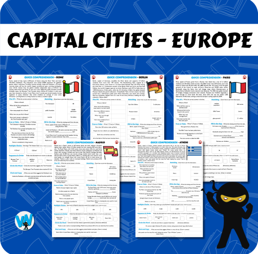 Quick Comprehension Topic Bundle - Y5 Capital Cities of Europe