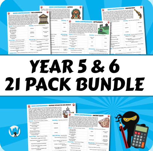 Quick Comprehension Topic Bundle - Y5 & 6 Bundle (21 packs)