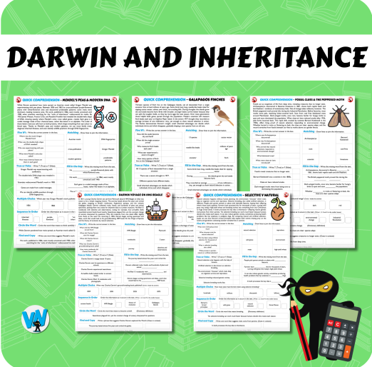 Quick Comprehension Topic Bundle - Y6 Darwin and Inheritance