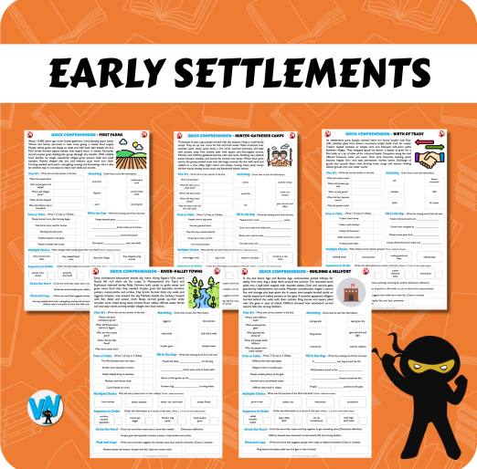 Quick Comprehension Topic Bundle - Y4 Early Settlements