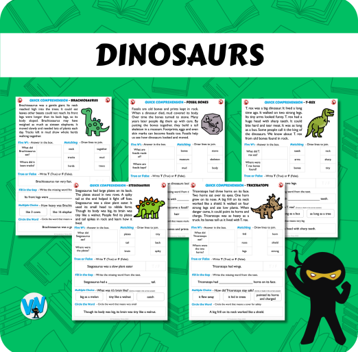 Quick Comprehension Topic Bundle - Y1 - Dinosaurs