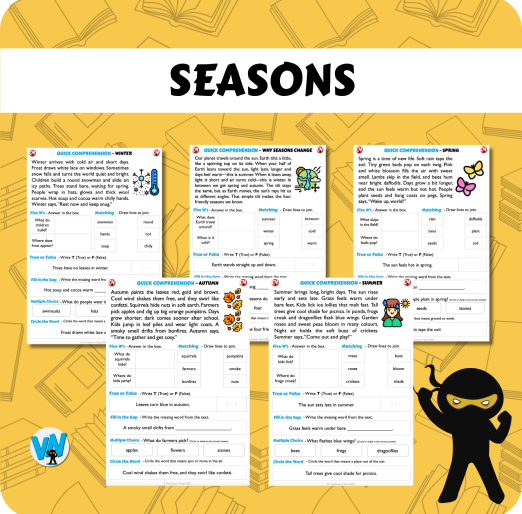 Quick Comprehension Topic Bundle - Y1 - Seasons