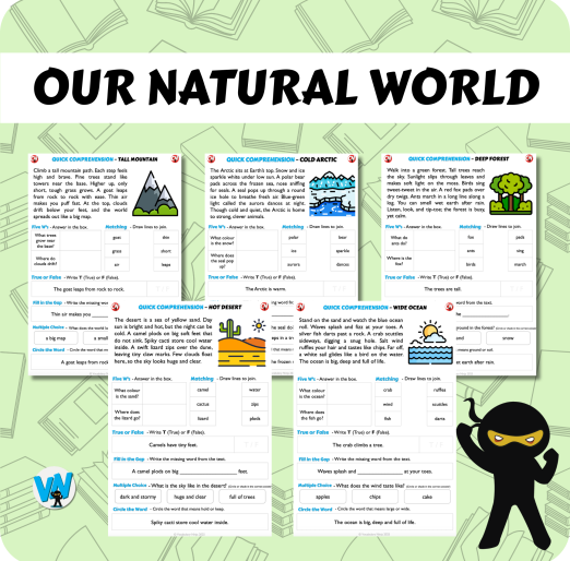 Quick Comprehension Topic Bundle - Y1 - Our Natural World