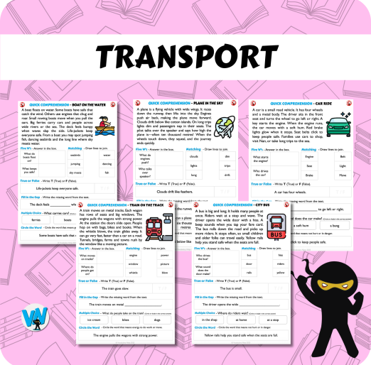 Quick Comprehension Topic Bundle - Y1 - Transport