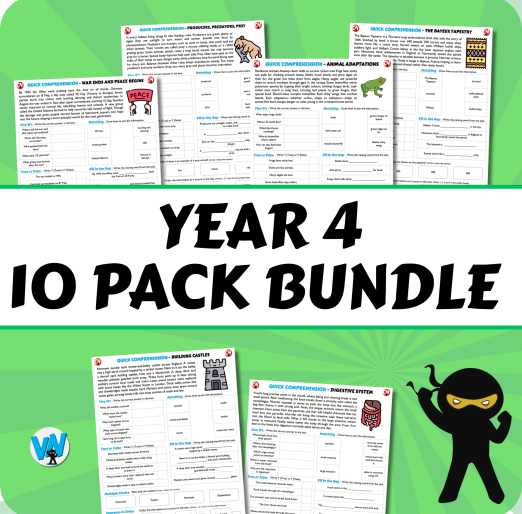 Quick Comprehension Topic Bundle - Y4 Bundle (10 packs)