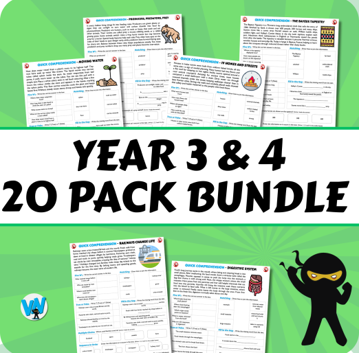 Quick Comprehension Topic Bundle - Y3 and Y4 Bundle (20 packs)