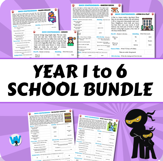 Quick Comprehension Topic Bundle - Y1 to Y6 Bundle (61 Topics)