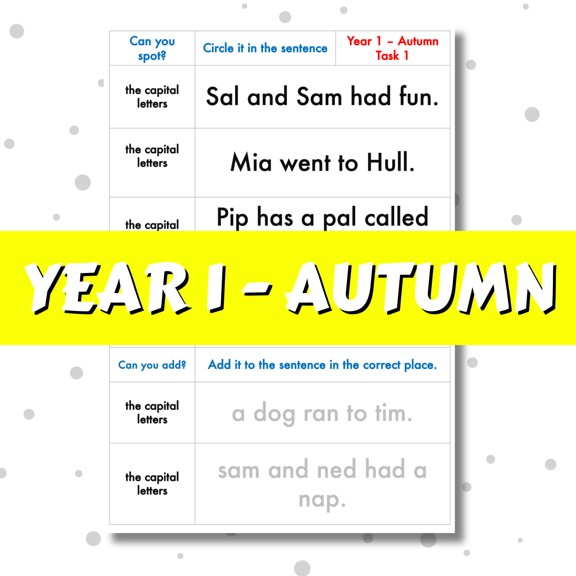 SPaG Spotter – Year 1 – Autumn Term