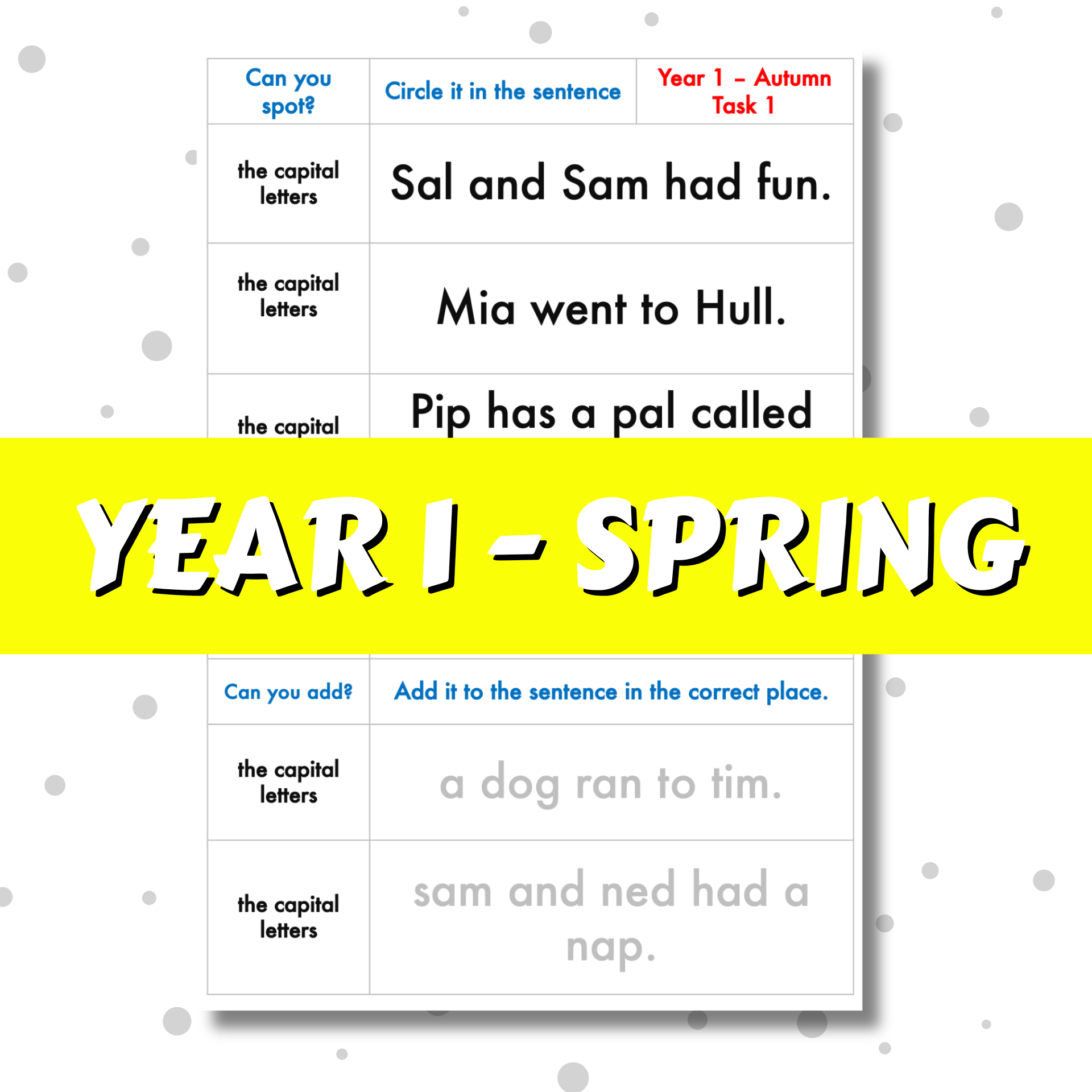 SPaG Spotter – Year 1 – Spring Term
