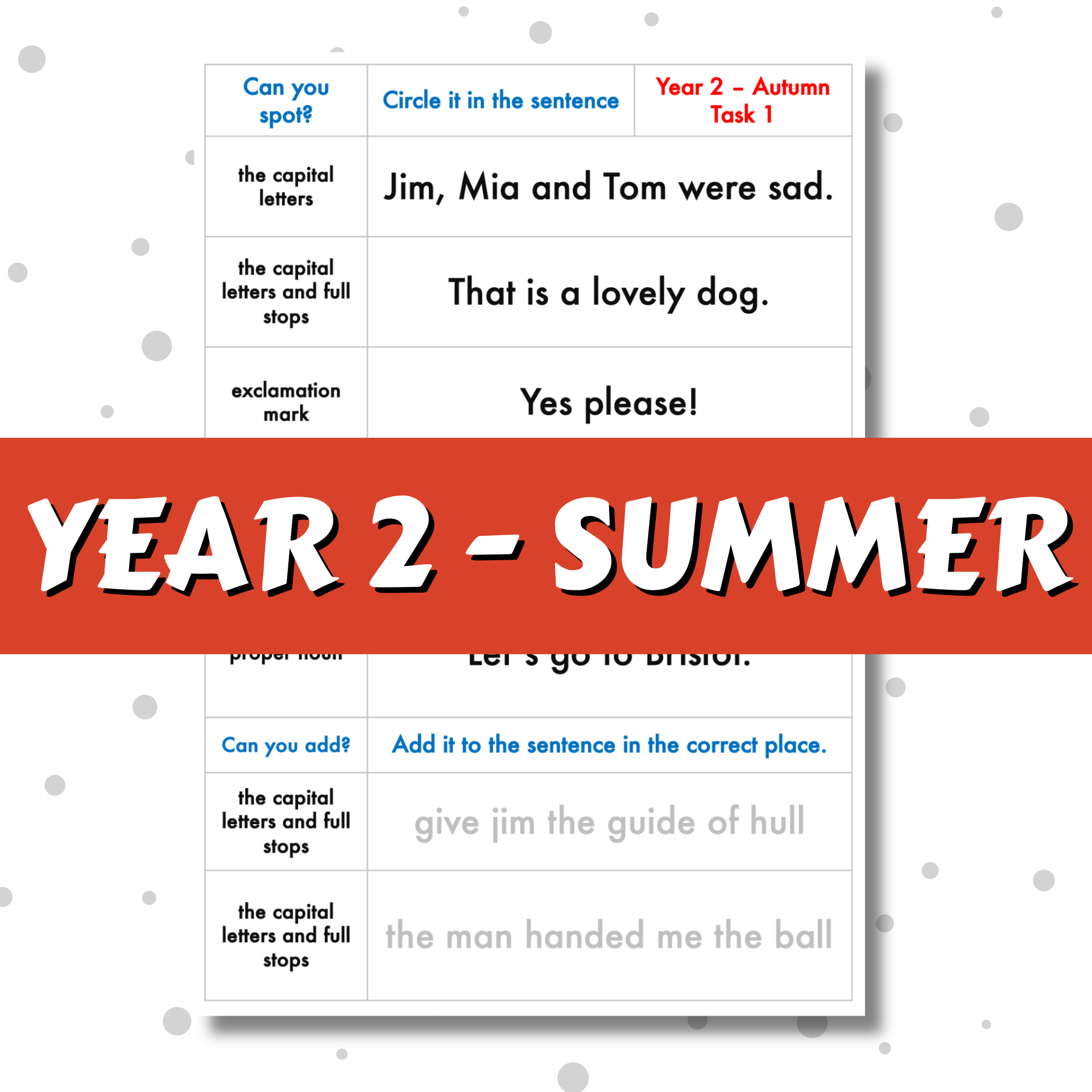 SPaG Spotter – Year 2 – Summer Term