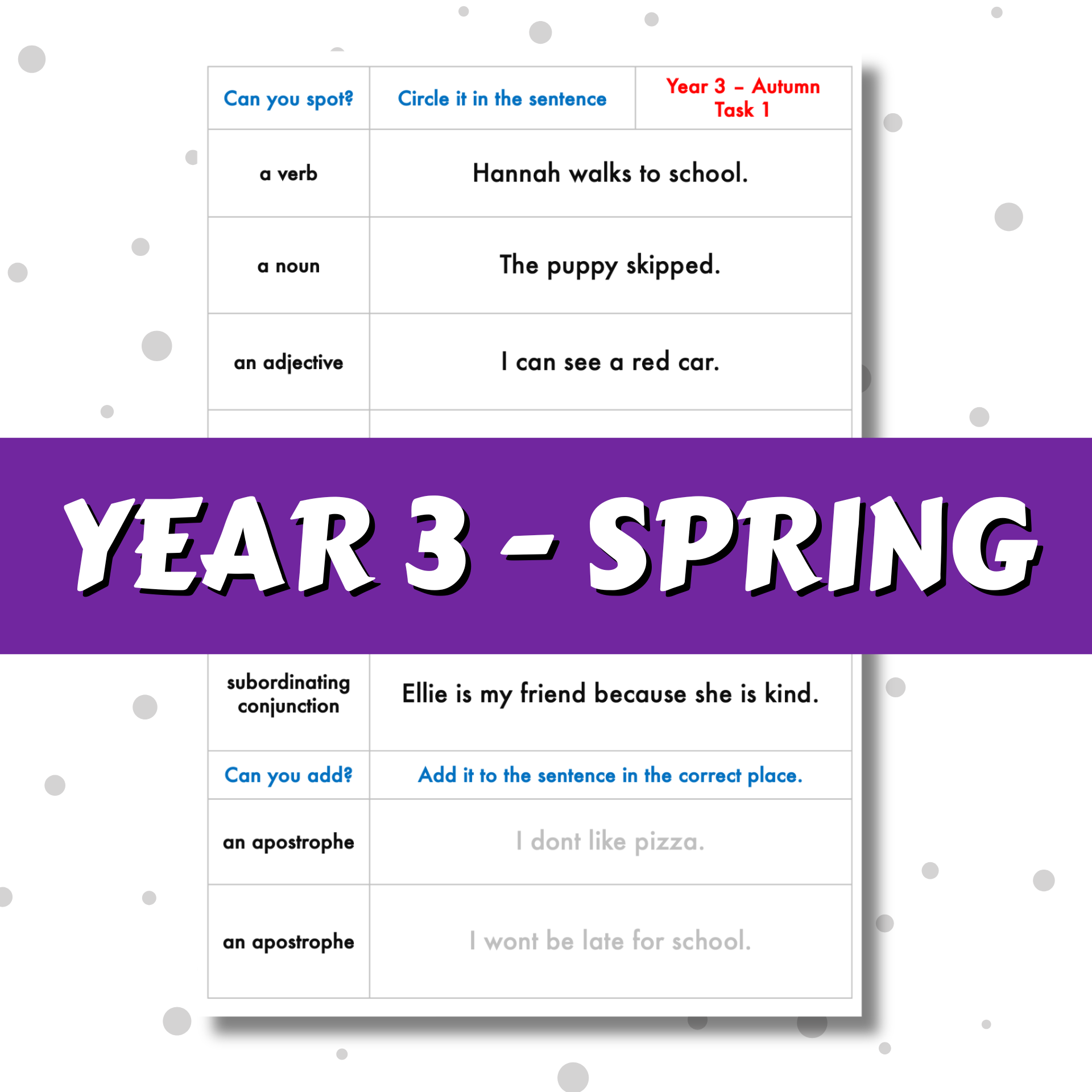 SPaG Spotter – Year 3 – Spring Term