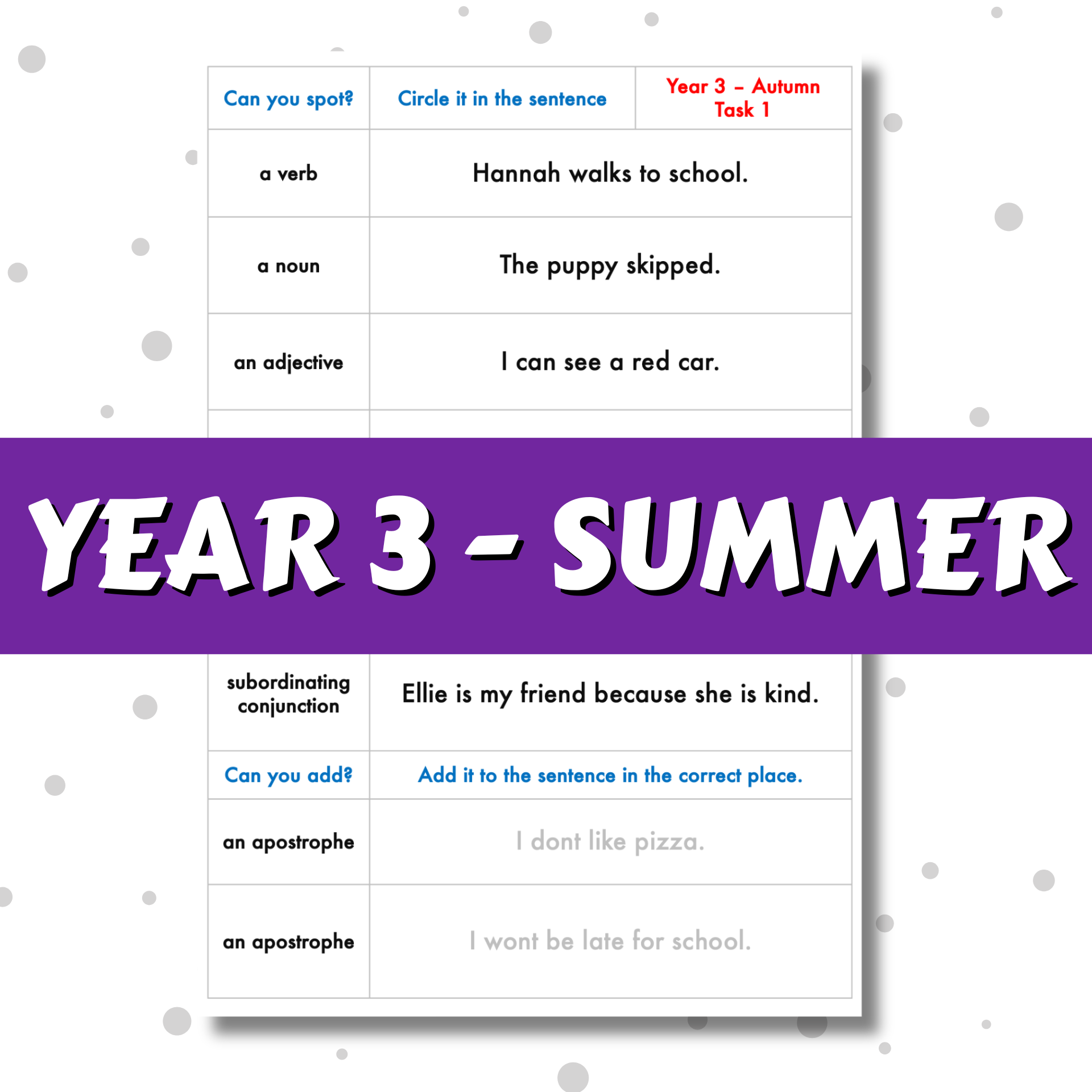 SPaG Spotter – Year 3 – Summer Term