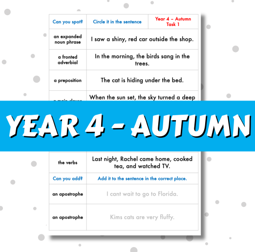 SPaG Spotter - Year 4 - Autumn Term