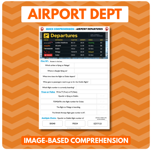 Image-Based Comprehension – Y3/Y4 - Airport Departures