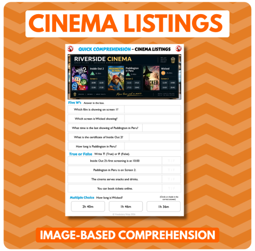 Image-Based Comprehension – Y3/Y4 - Cinema Listings