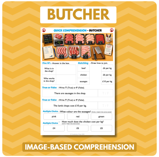 Image-Based Comprehension – Y1/Y2 - Butcher