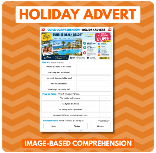 Image-Based Comprehension – Y3/Y4 - Holiday Advert