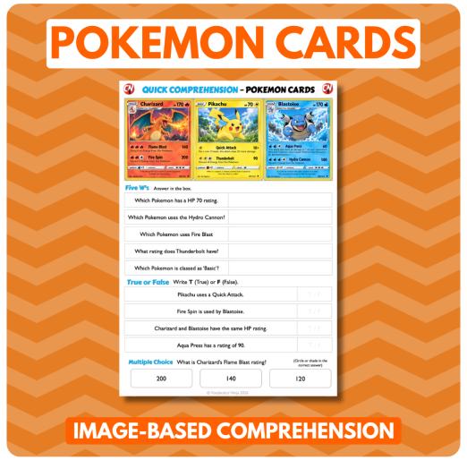 Image-Based Comprehension – Y3/Y4 - Pokemon Cards