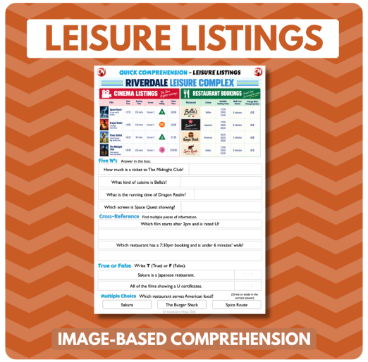 Image-Based Comprehension – Y5/Y6 - Leisure Listings