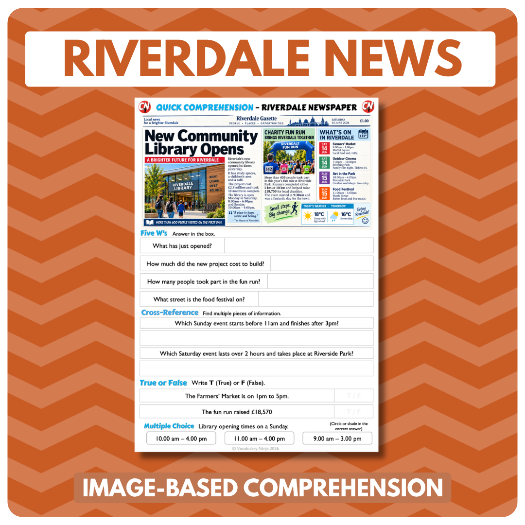 Image-Based Comprehension – Y5/Y6 – Riverdale Newspaper