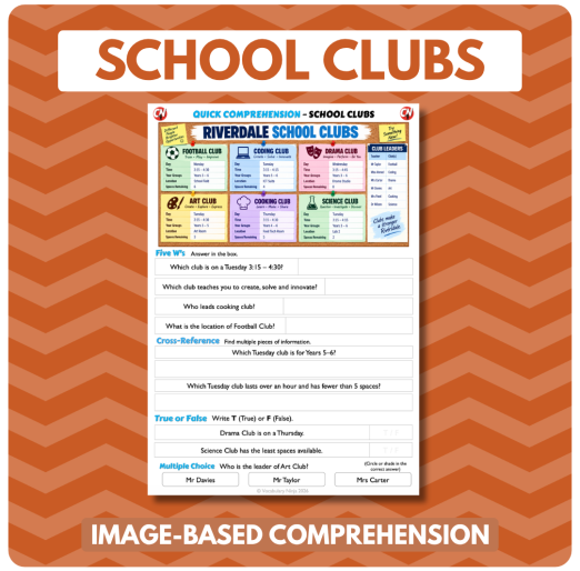 Image-Based Comprehension – Y5/Y6 - School Clubs