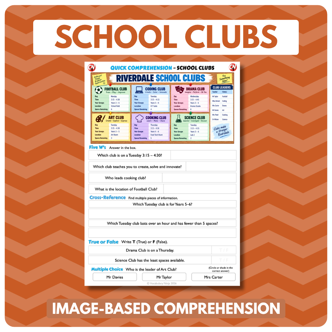 Image-Based Comprehension – Y5/Y6 – School Clubs
