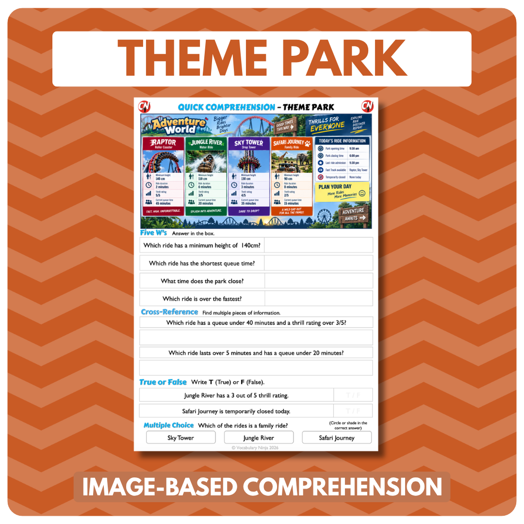Image-Based Comprehension – Y5/Y6 – Theme Park