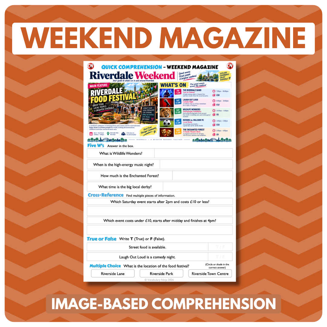 Image-Based Comprehension – Y5/Y6 – Weekend Magazine
