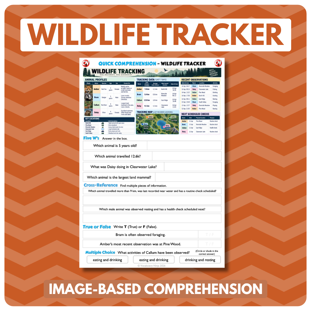 Image-Based Comprehension – Y5/Y6 – Wildlife Tracker